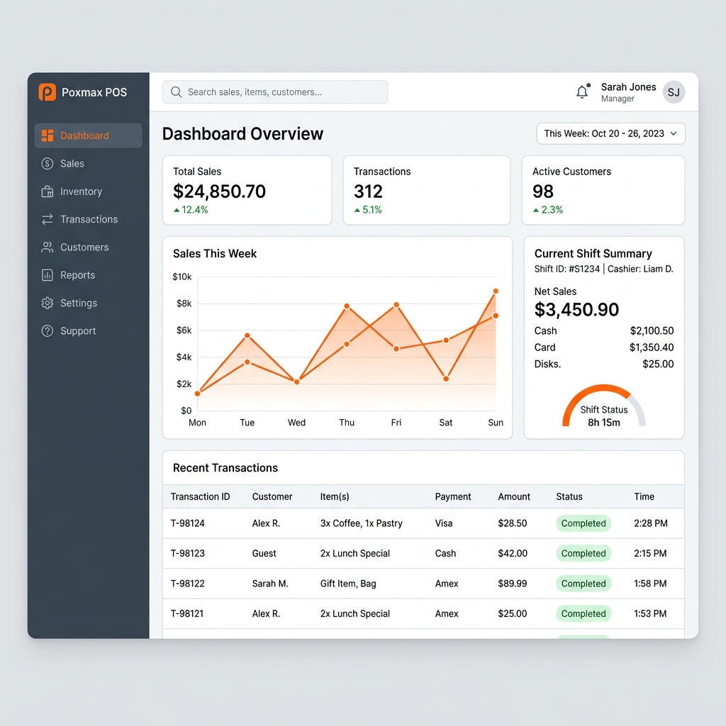 Poxmax POS Dashboard Screenshot